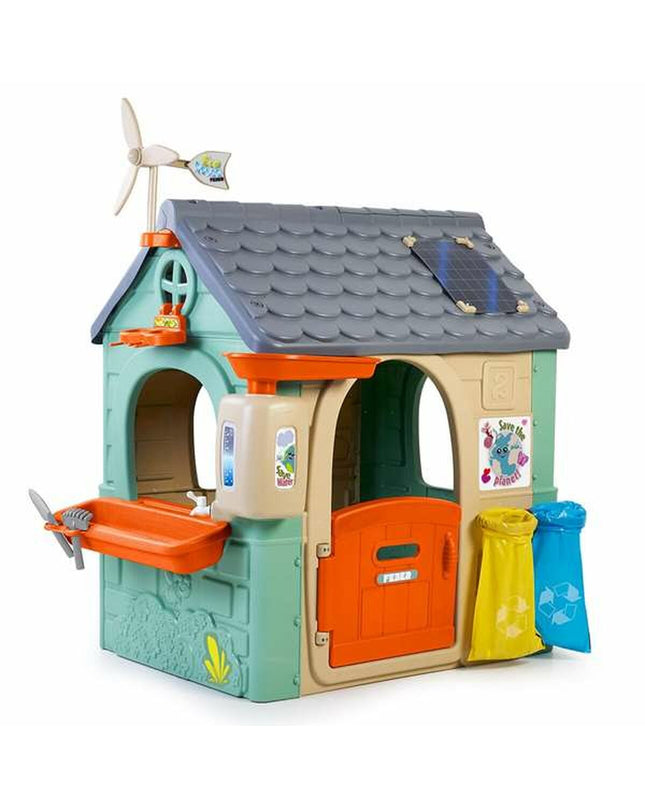 Feber recycle eco house toy for children, green plastic playhouse with windows and door, outdoor play and game equipment