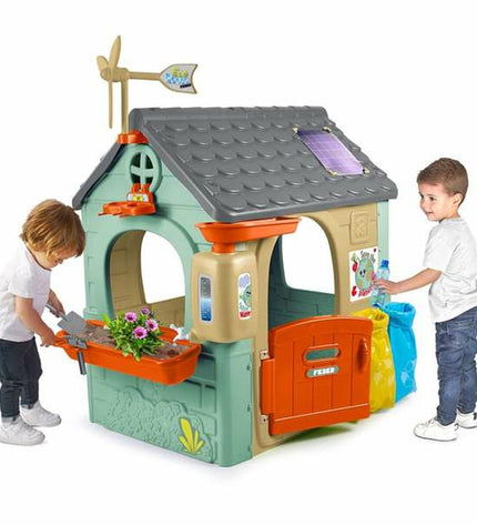 Feber Recycle Eco House playhouse for kids, colorful plastic toy house with windows and doors, suitable for outdoor play.