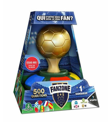 Famosa Fanzone board game with colorful game pieces and cards, designed for fun family gameplay and entertainment.
