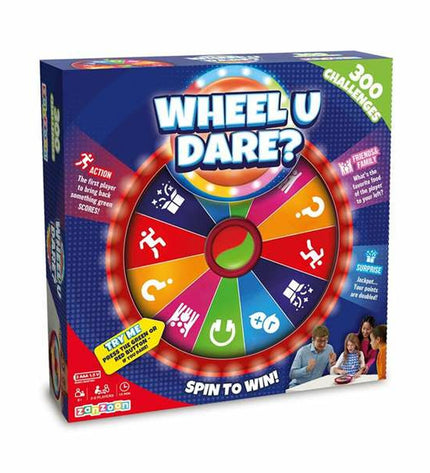 Famosa Wheel U Dare educational game for children, colorful toy with game components shown in the image.