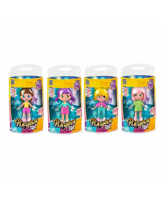 Pinypon Top Girls playset featuring colorful dolls and accessories, 11 cm tall, part of Pinypon's toy and action figure collection.