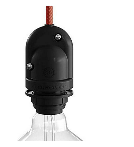 Black E27 lampholder for outdoor garden decoration, compatible with outdoor lighting fixtures by BigBuy Tools.