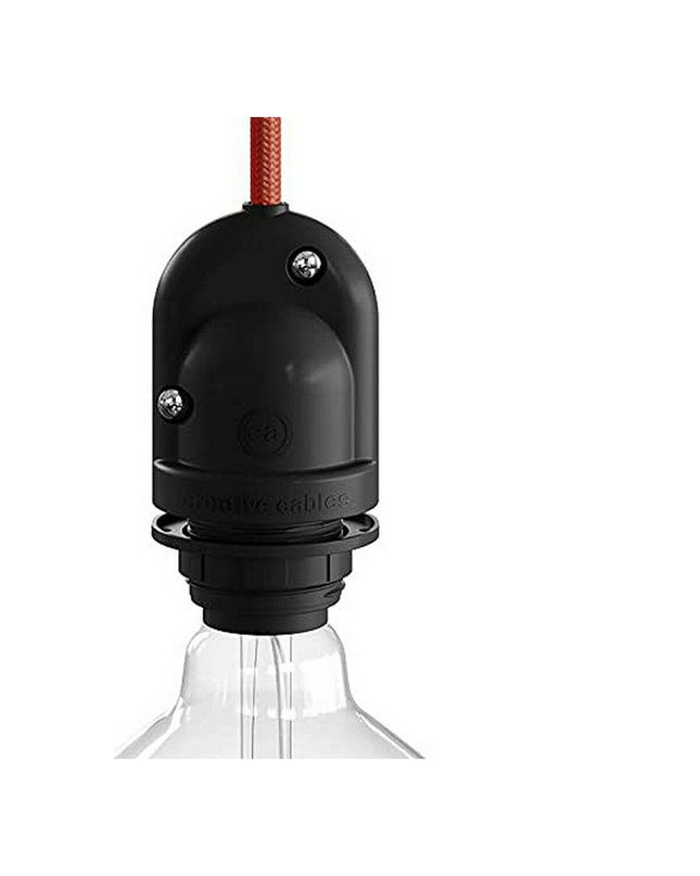 Black E27 lampholder for outdoor garden decoration, compatible with outdoor lighting fixtures by BigBuy Tools.