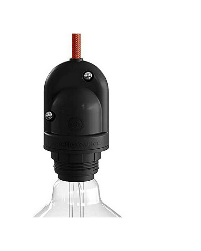 Black E27 lampholder for outdoor garden decoration, compatible with outdoor lighting fixtures by BigBuy Tools.