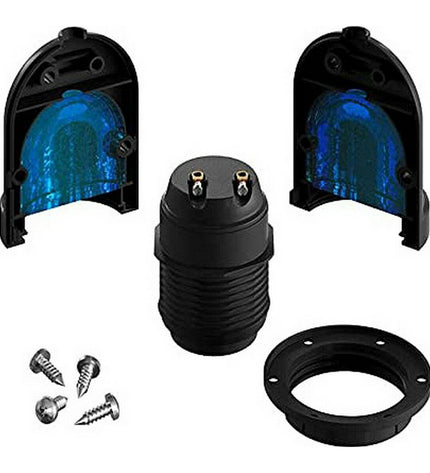 Black E27 lampholder from BigBuy Tools, outdoor garden lighting decor, suitable for exterior lighting fixtures.
