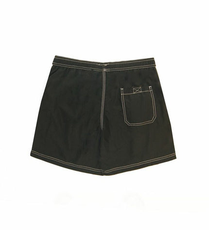 Lotto Valley men's black swim trunks, sport and outdoor watersport shorts, front view with elastic waistband and Lotto logo.