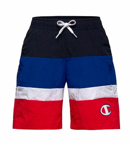 Champion men's swim trunks for sports and watersports, featuring a colorful, quick-drying fabric and adjustable waistband.