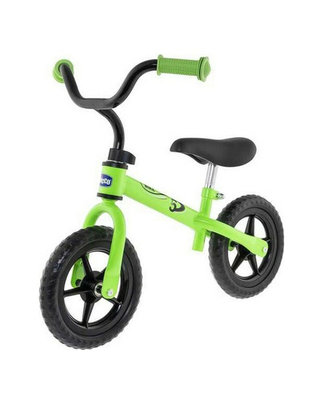 Chicco green kids' bicycle toy, suitable for outdoor play, with bright green frame and safety features for children.