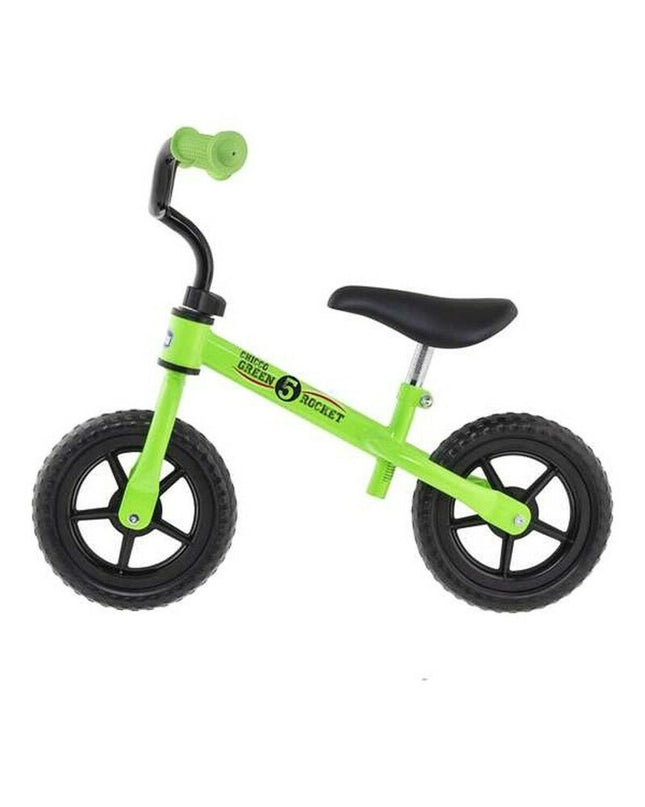 Chicco green children's bike toy for outdoor play, featuring a sturdy frame and colorful design for young kids.