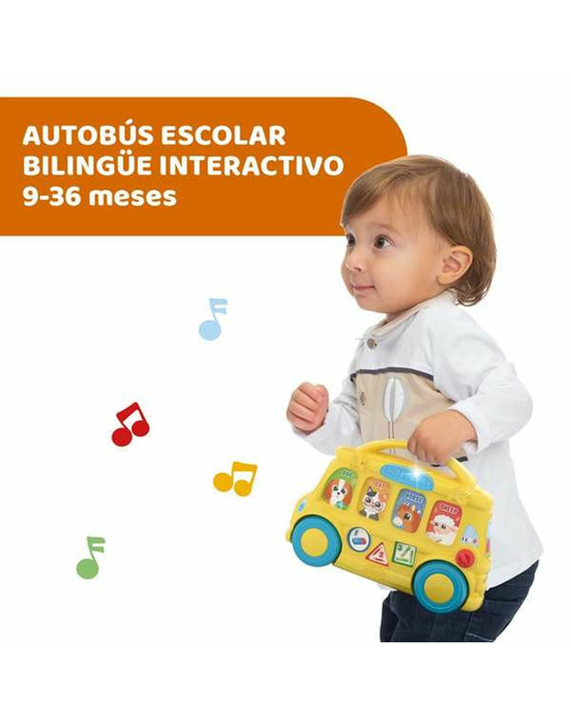 Colorful Chicco Bus educational toy with windows and wheels, designed for kids’ learning and play activities.