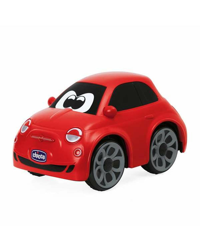 Red Chicco Fiat 500 police car toy with remote control, measuring 14x13.5x21 cm, designed for children’s play.