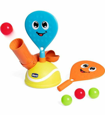 Chicco Behendigheidsspel Padel toy with colorful paddles and balls, designed for fun and skill development in children's games.
