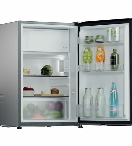 Candy Mini-koelkast CNOQ2S58EX in white, 114L capacity, compact kitchen appliance with door handle and adjustable shelves.