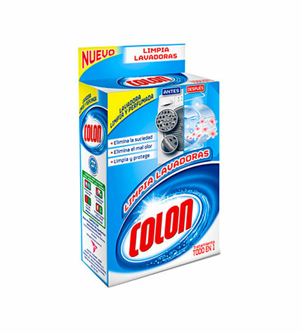 Colon Schoonmaakster Colon Wasmachine 250 ml bottle for cleaning washing machines, with label visible and product branding.