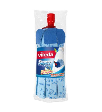 Vileda microfiber floor mop for home cleaning, with red microfiber head for effective dirt removal and easy use.