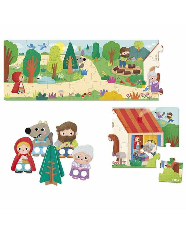 Diset Kinderpuzzel Roodkapje with 30 pieces, colorful children's puzzle featuring Little Red Riding Hood and forest scene.