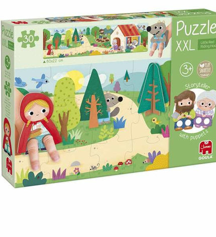 Diset Kinderpuzzel Roodkapje XXL with 30 pieces, colorful puzzle featuring Little Red Riding Hood for children’s play and brain games.