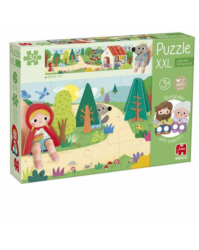 Diset Kinderpuzzel Roodkapje XXL with 30 pieces, colorful puzzle featuring Little Red Riding Hood for children’s play and brain games.