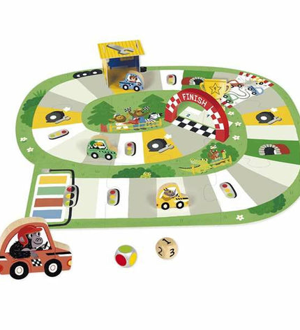 Diset My First Race board game for children, colorful game pieces and race track, educational toy for young kids.
