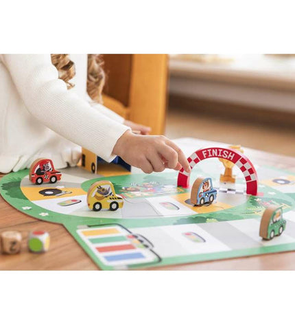 Diset My First Race board game for kids, featuring colorful game pieces and a race-themed playing surface.