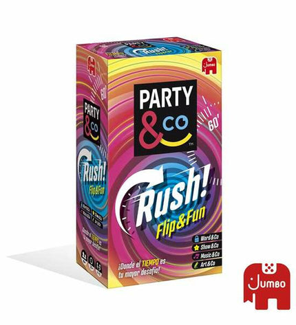 Diset Party & Co. Rush educational game with colorful game pieces and cards for fun family play.