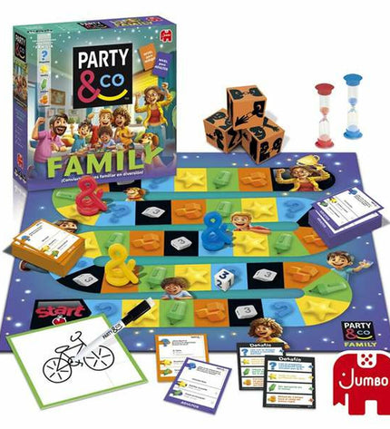 Diset educatief spel Party & Co met kleurrijke kaarten en spelelementen voor plezier en leren.