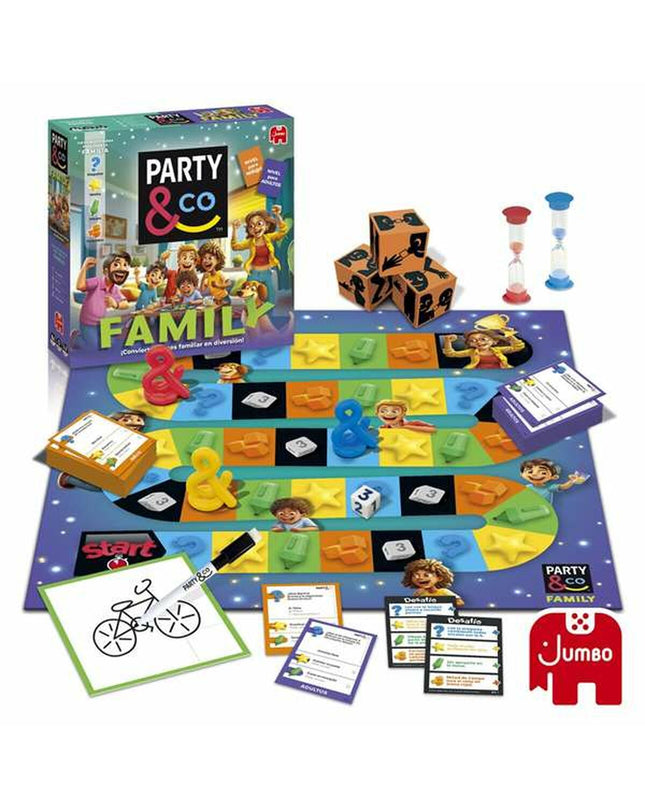 Diset educatief spel Party & Co met kleurrijke kaarten en spelelementen voor plezier en leren.