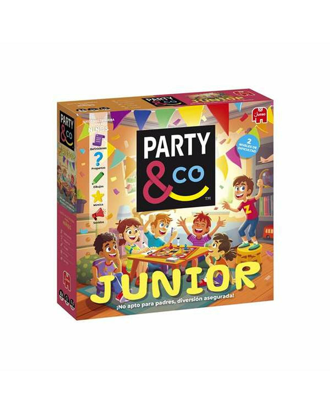 Diset Party & Co board game for kids, featuring colorful game pieces and vibrant packaging on a playing table.