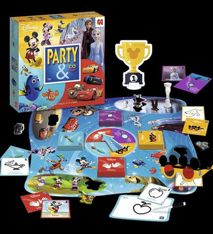 Diset Party & Co Disney board game with colorful game pieces and Disney-themed artwork for family fun.