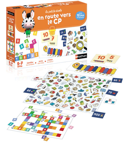 Nathan The Little School board game from the On the Way to CP! collection, featuring colorful game components and educational elements.