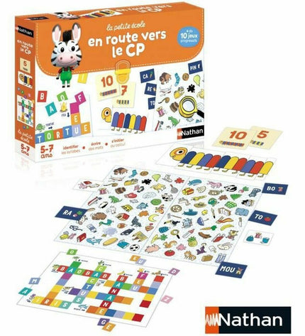 Nathan Little School board game, colorful educational toy for children, featuring cartoon characters and game components.
