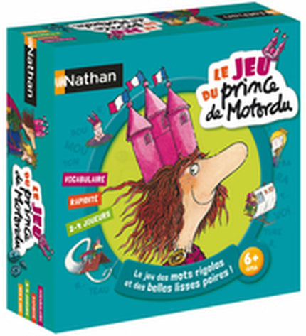Nathan The Prince of Motordu board game with colorful illustrated box and game components for children’s toy and game fun
