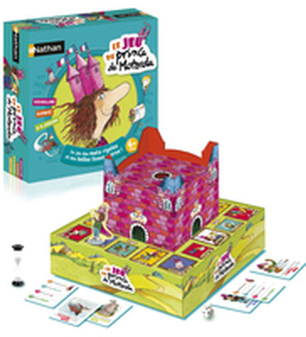 Nathan The Prince of Motordu game, colorful children's board game with illustrated characters and game pieces, for family play.