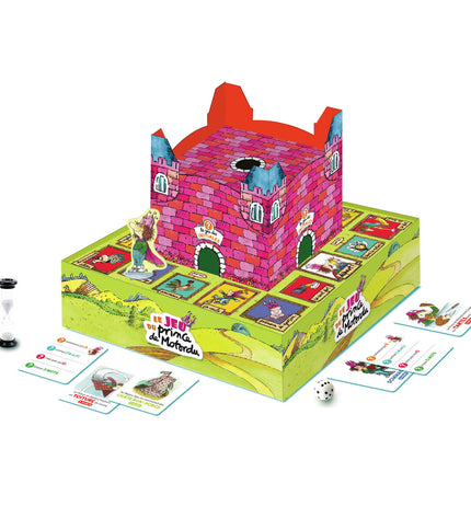 Nathan The Prince of Motordu game, a colorful children's board game with illustrated cards and game pieces on a play table.