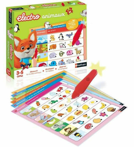 Nathan Animals quiz game featuring colorful animal cards and question prompts for fun educational play.