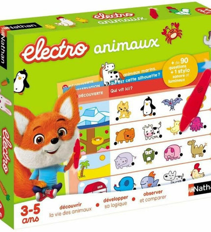 Nathan Animals quiz game with colorful animal cards and question prompts for fun educational play.