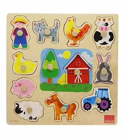 Goula wooden kids' puzzle with 12 colorful pieces, educational toy for children, part of puzzles and brain games collection.