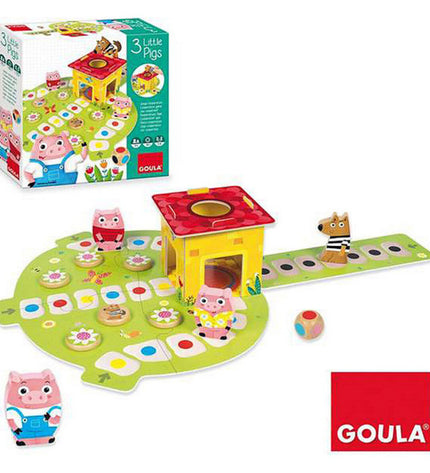 Goula wooden toy set with colorful pieces for children, part of Goula's speelgoed en games collection, shown in the image.