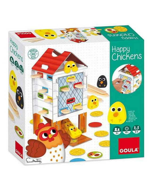 Goula Happy Chicken baby agility game toy with colorful wooden chicken pieces for young children to play and develop skills