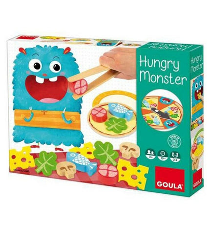 Goula Hungry Monster baby agility game toy with colorful shapes and pieces for developmental play and fun.