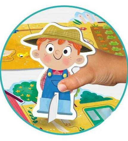 Goula Baby Boerderij Puzzel XXL, 18 houten onderdelen, speelgoed en hersenkraker met boerderij thema