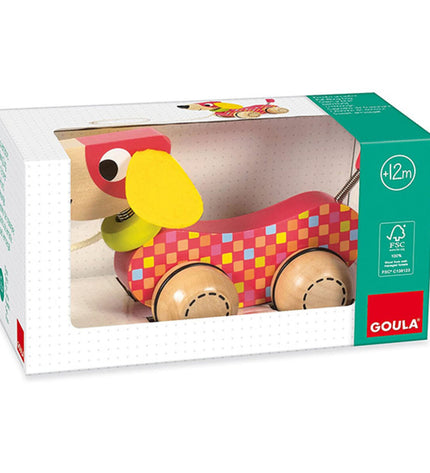 Goula baby sleepspeelgoed toy for young children, soft colorful plush toy with friendly animal face for early development.