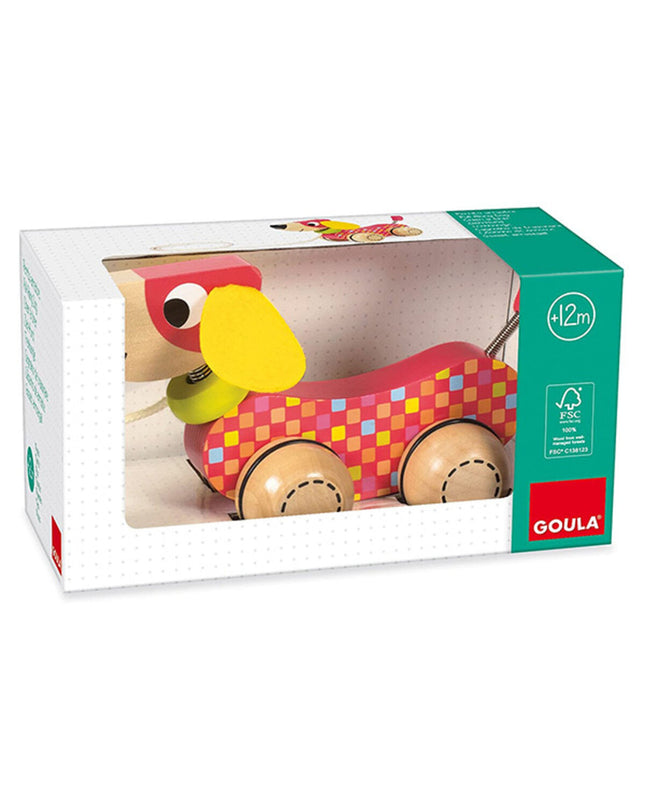 Goula baby sleepspeelgoed toy for young children, soft colorful plush toy with friendly animal face for early development.