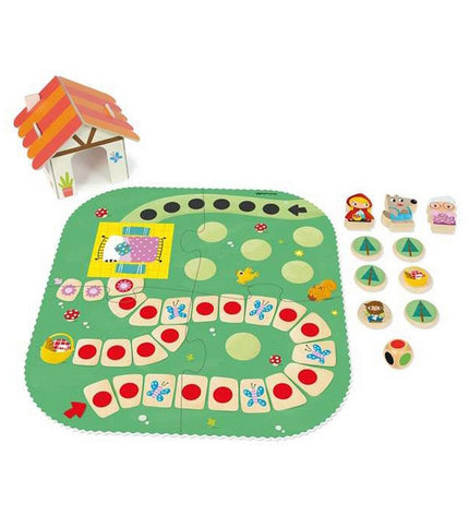 Goula Little Red Riding Hood educational toy set with 9 pieces, includes characters and accessories for imaginative play.