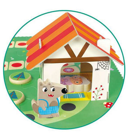 Goula Little Red Riding Hood educational game with 9 wooden pieces, colorful storytelling toy for kids, part of Goula's playful collection.