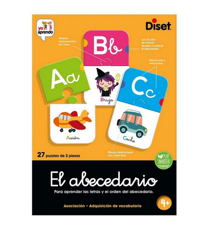 Diset Educatief Spel El Abecedario with 54 colorful pieces for learning the alphabet and early language skills.