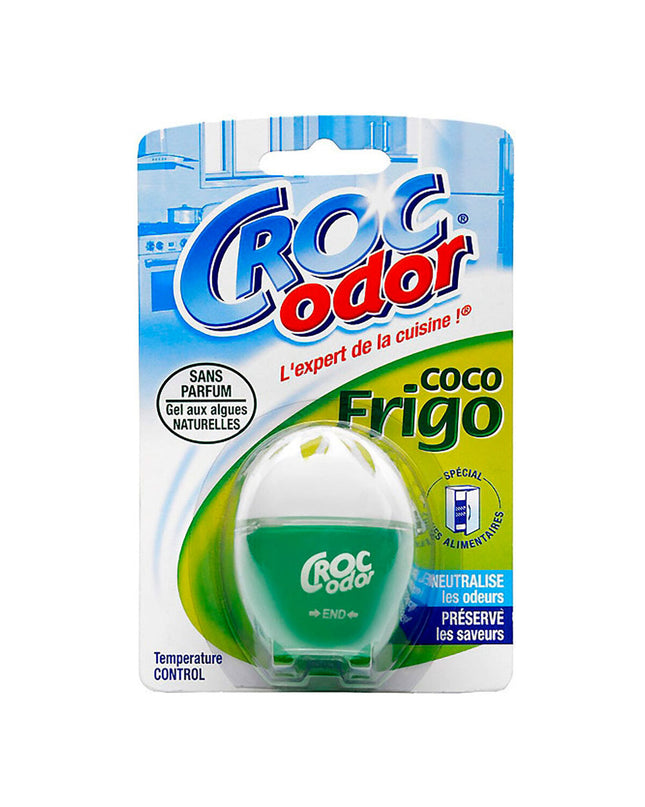Croc Odor luchtverfrisser for huis en koken, decorative air freshener with Croc Odor branding, in a modern home setting