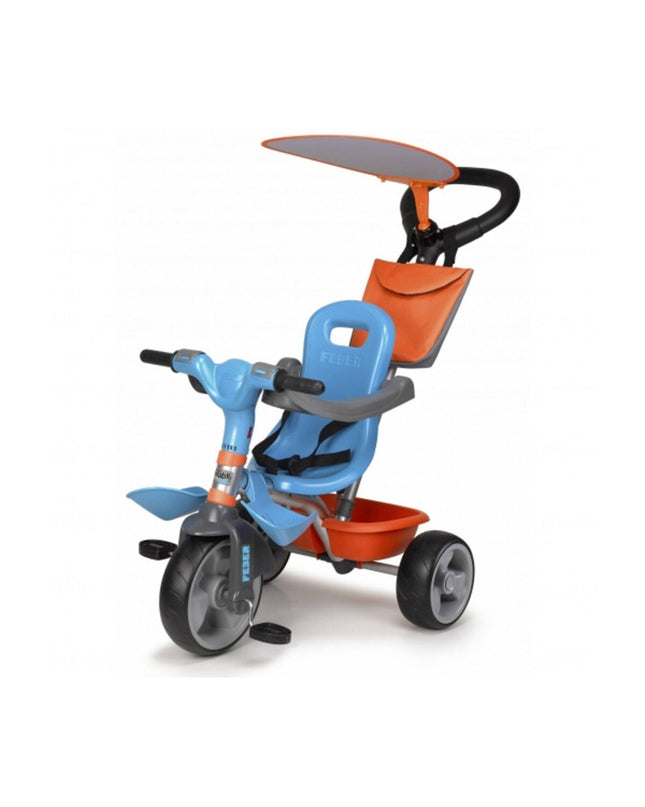 Blue and orange Feber Baby Plus music push bike for toddlers, with colorful handlebar and playful design, suitable for outdoor play.