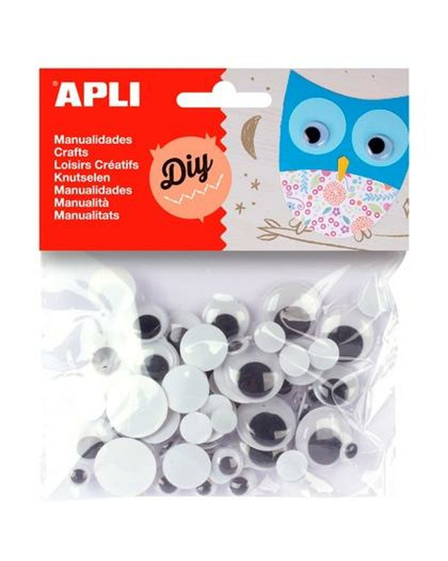 Set of five Apli black stickers with playful designs for creative activities and toys, ideal for crafts and decorating projects.