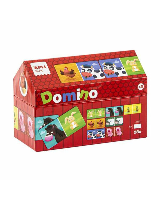 Colorful Domino Apli set with black and white tiles for fun games and educational play, by Apli.